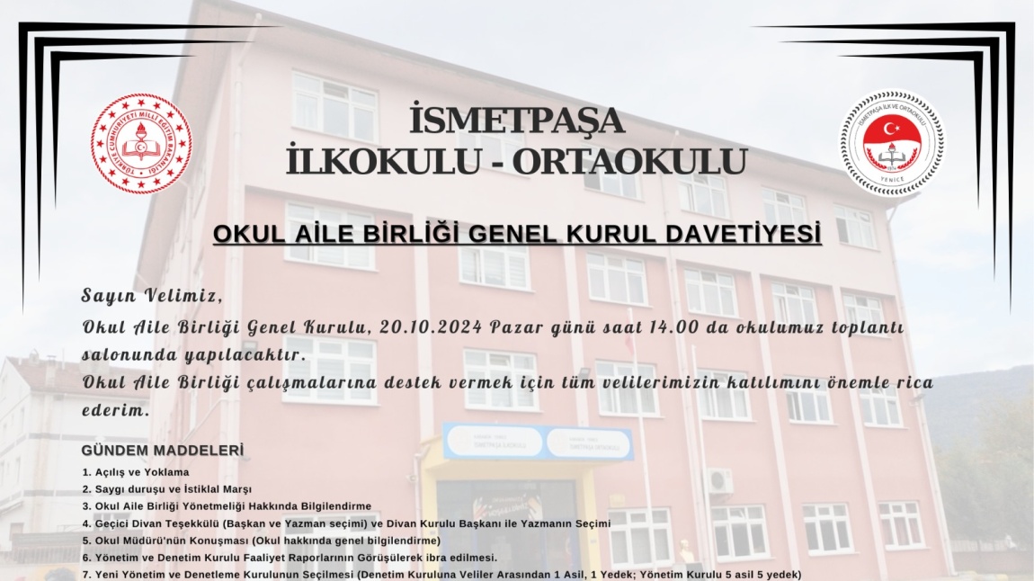 OKUL AİLE BİRLİĞİ GENEL KURULUNA DAVET